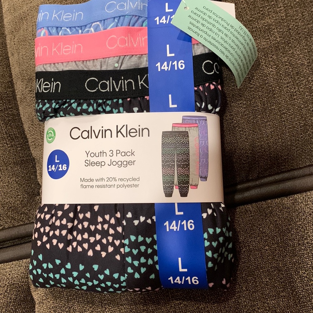 Calvin Klein youth girls 3 pack sleep joggers14-16